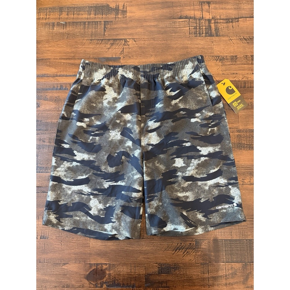 Kids XL 18/20 Carhartt Force Camo Rugged Flex Work Shorts Green Black BS8313-B